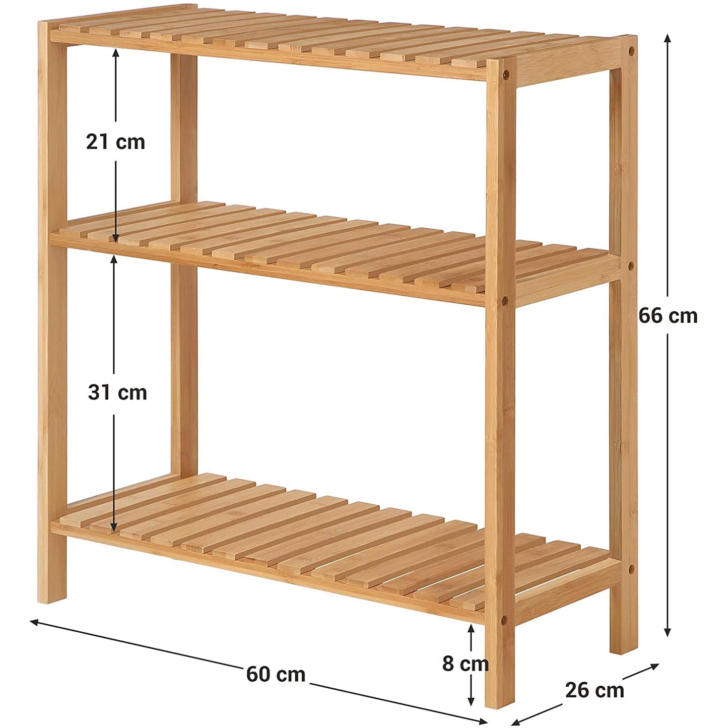 Nancy's Bathroom Rack Bamboo - Support de rangement à 3 couches