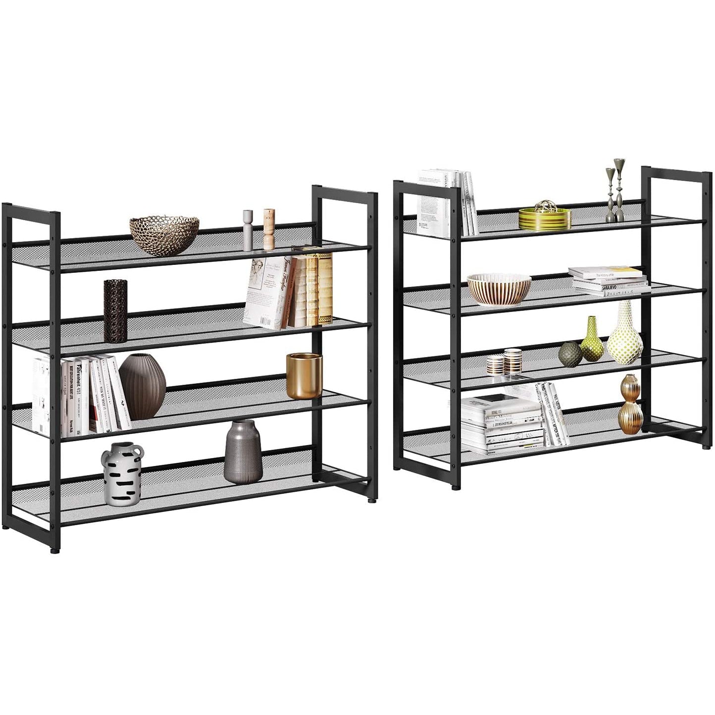 Nancy's Sacavem Schoenenrek - Schoenenkast - Stapelbaar - Voor 40 Paar Schoenen - Grijs - ± 90 x 30 x 165 cm