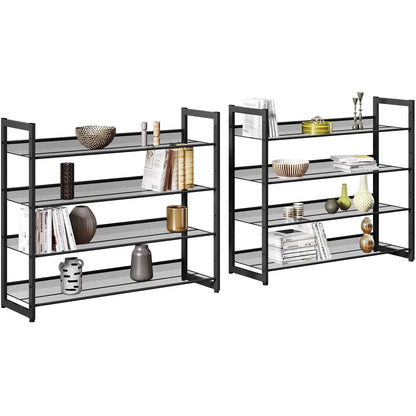 Nancy's Sacavem Schoenenrek - Schoenenkast - Stapelbaar - Voor 40 Paar Schoenen - Grijs - ± 90 x 30 x 165 cm