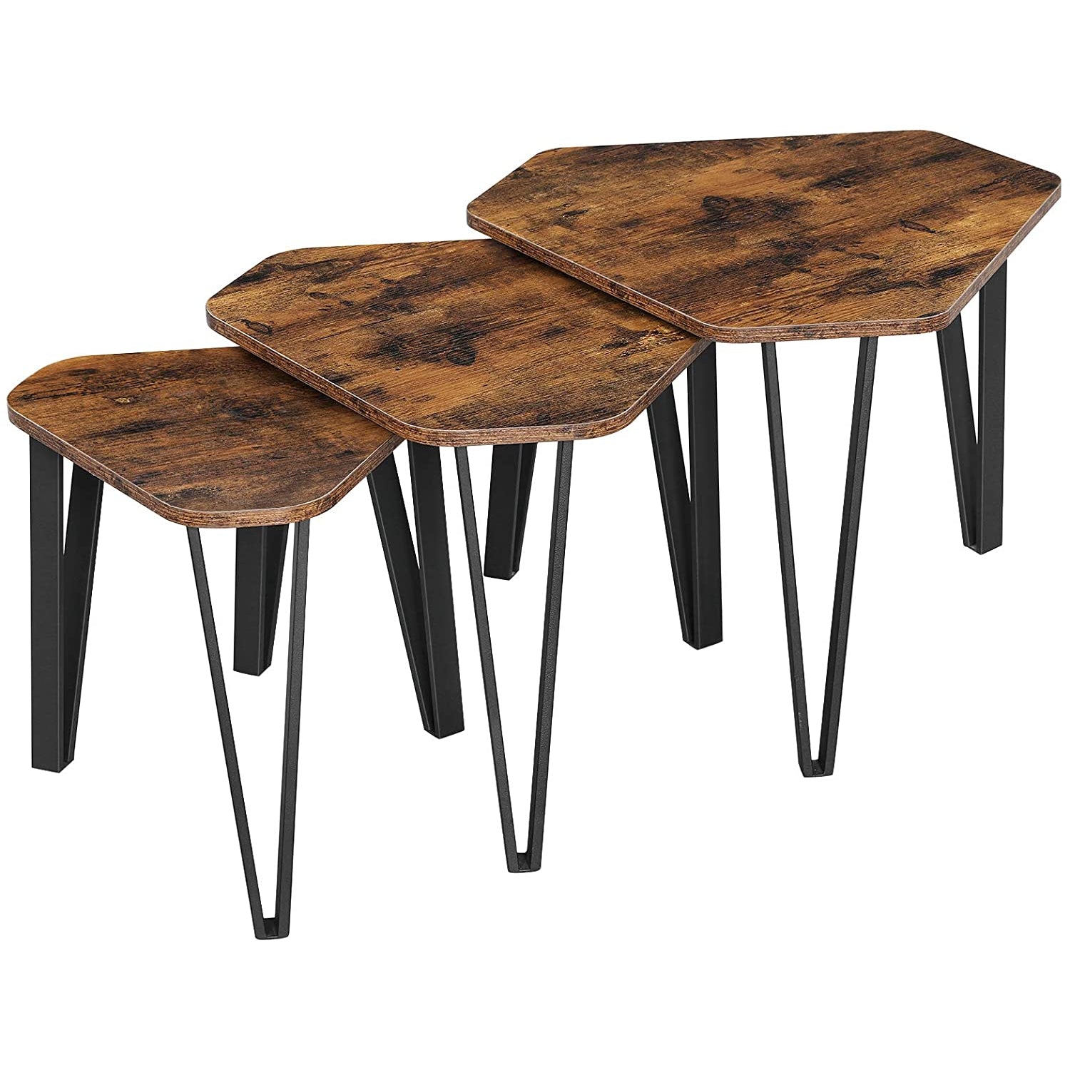 Tables d'appoint Nancy's Cotulla - 3 pièces - Tables de chevet - Tables basses - Métal - Bois d'ingénierie - Industriel
