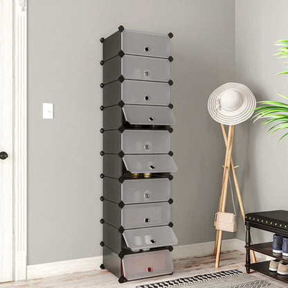 Nancy's 10 Shoe Boxes - Étagère à chaussures en plastique - Étagère de rangement - Armoire - Noir - 40 x 30 x 17 cm par compartiment