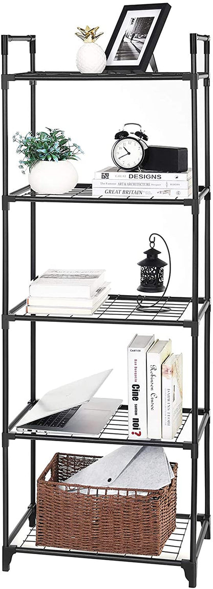 Nancy's Havilland Opbergrek - Stellingrek - Rekkensysteem - 5 Niveaus - Zwart - Ijzer - Kunststof - 55 x 35 x 158