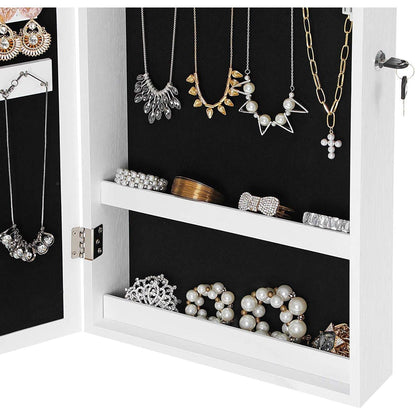 Nancy's Gradil Spiegel Sieradenkast - Passpiegel - Sieraden Opberger - Spiegelkast - Wandspiegel - Wit - ± 40 x 10 x 70 cm