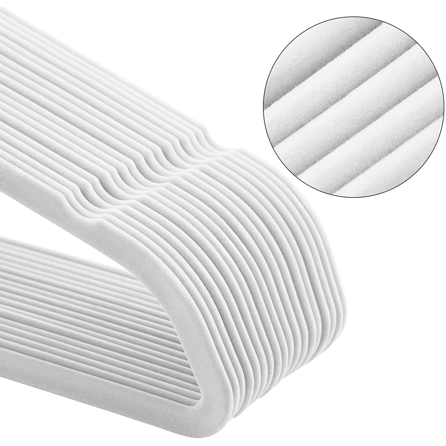 Nancy's Brassard Kledinghangers - 20 Stuks - Fluweel - ABS - Anti-Slip - Wit - 45 x 0,6 x 23,5 cm