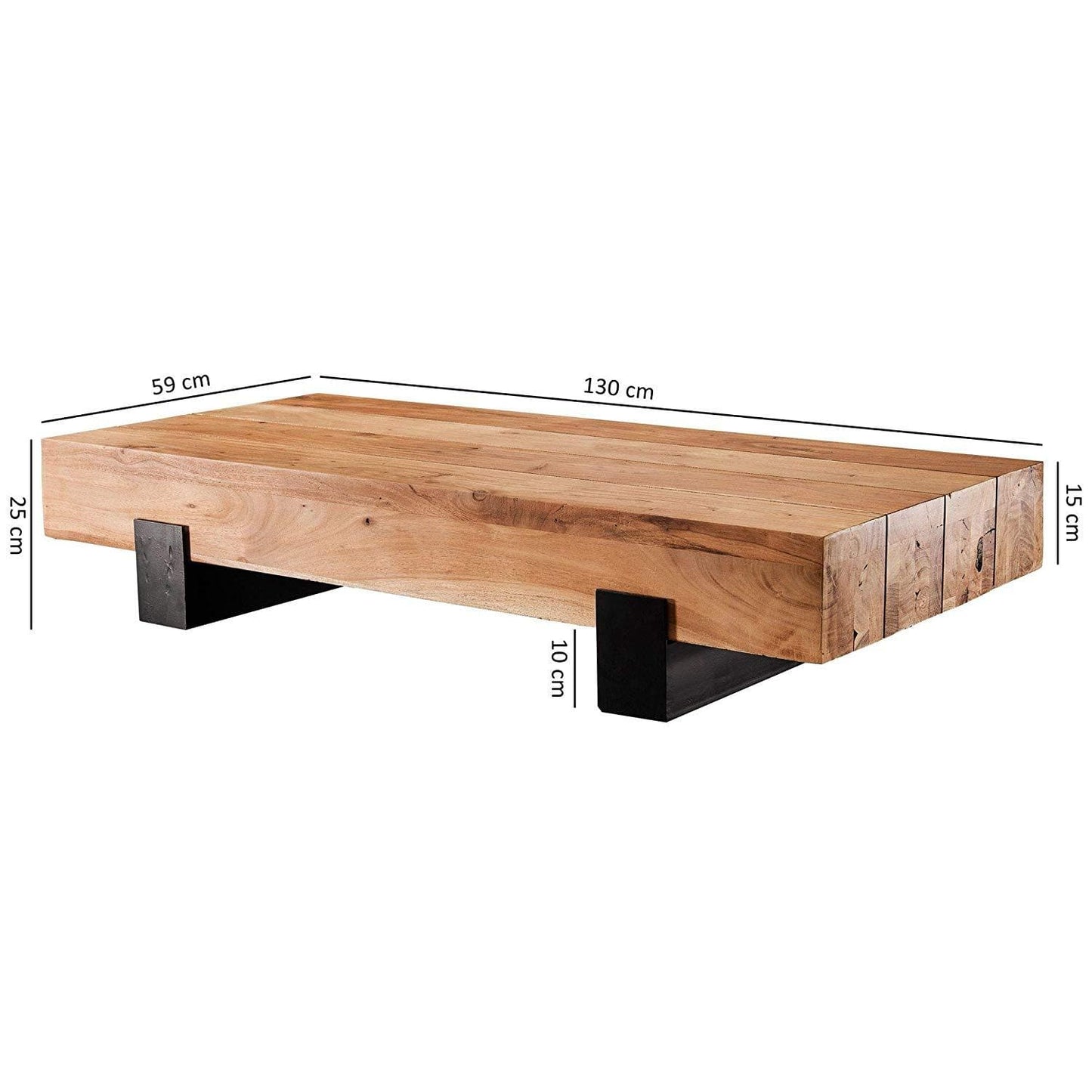 Nancy's Coffee Table Wood - Table de salon - Tables basses Marron - Structure en métal - 130 x 25 x 59 cm