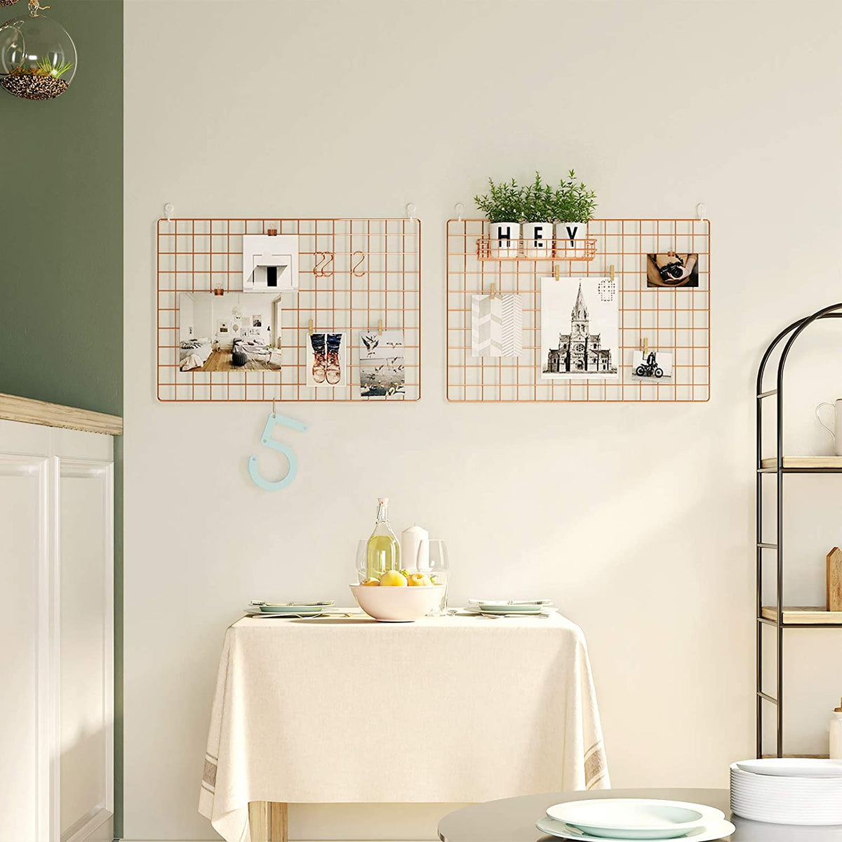 Nancy's Hereford Fotorek - Decoratie - Wanddecoratie - Gaaswand - Set Van 2 - Klembord - S-Hanger - Clips - Henneptouw
