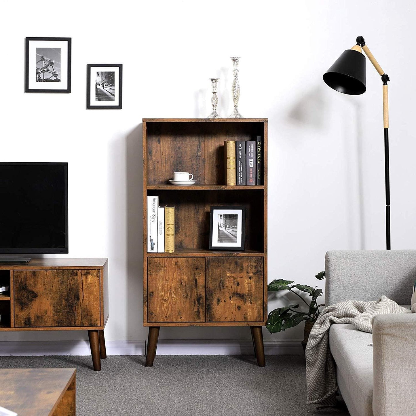 Nancy's Cambridge Retro Boekenkast - Vintage Houten Kast - Kasten - 120 x 60 x 30 cm