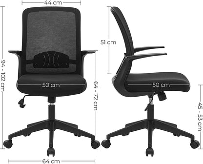 Nancy's Copenhagen Bureaustoel - Draaistoel - Hoogte Verstelbaar - Mesh - Netbekleding - Schommelfunctie - Zwart - 64 x 54 x (94-102) cm