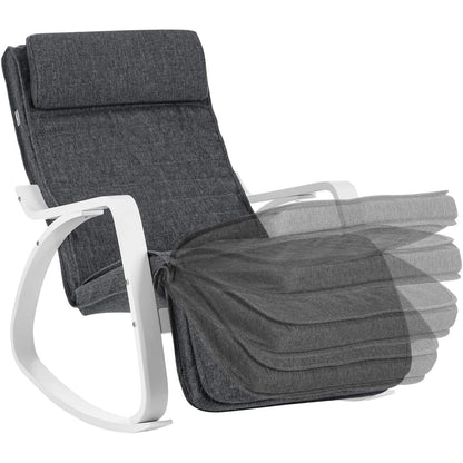 Nancy's San Felipe Schommelstoel - Relax Fauteuil - Loungestoel - Wit / Grijs - Linnen / Berkenhout
