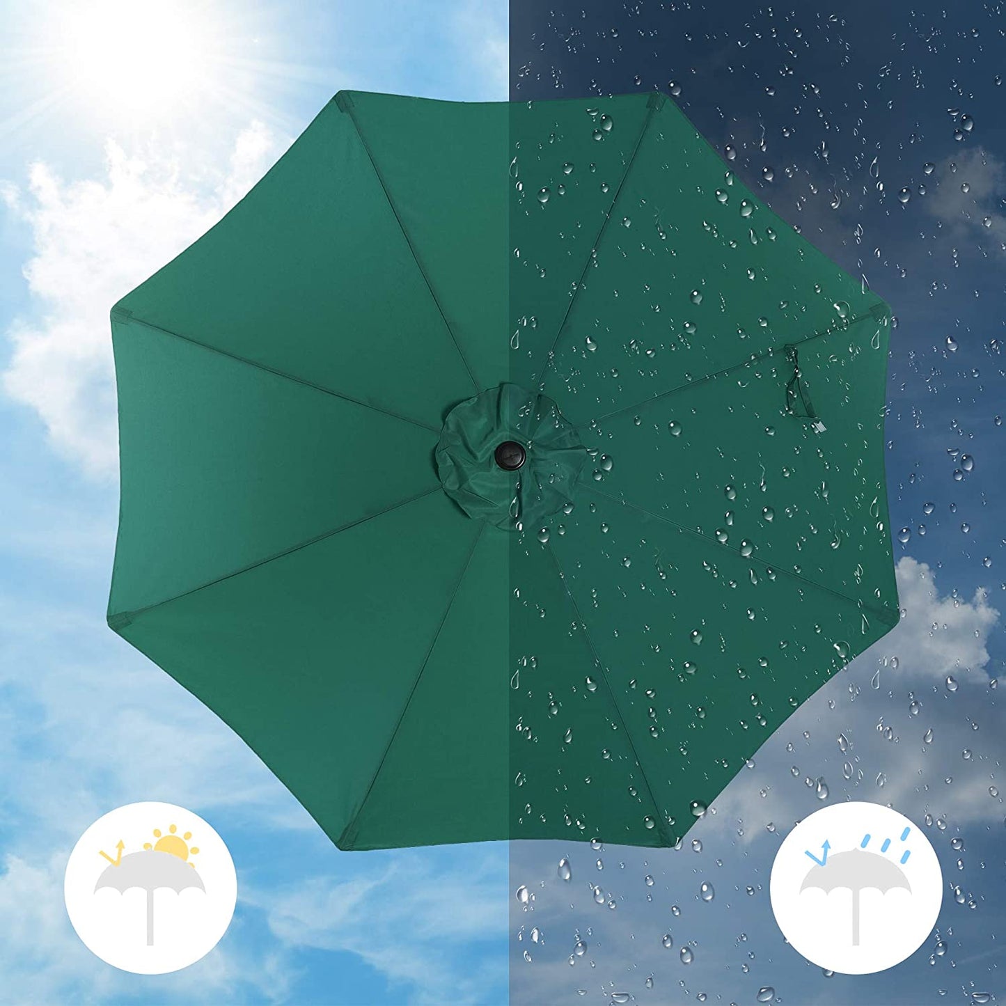 Parasol Fordyce de Nancy - Protection solaire - Octogonal - Pliable - Vert - Ø 300 cm