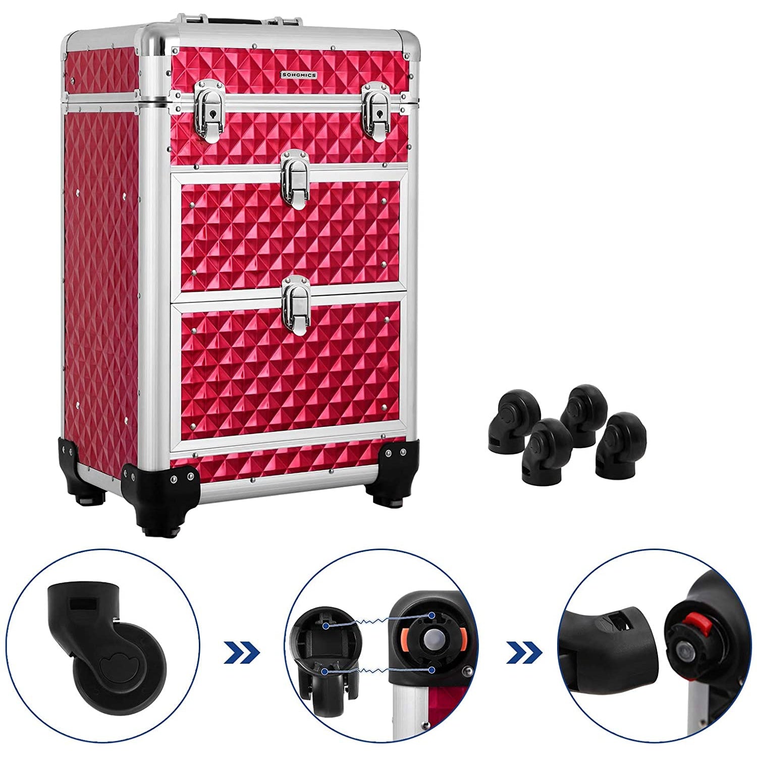 Nancy's Madalena Make-Up Koffer - Cosmetica Koffer - Make-up Trolley - Rood