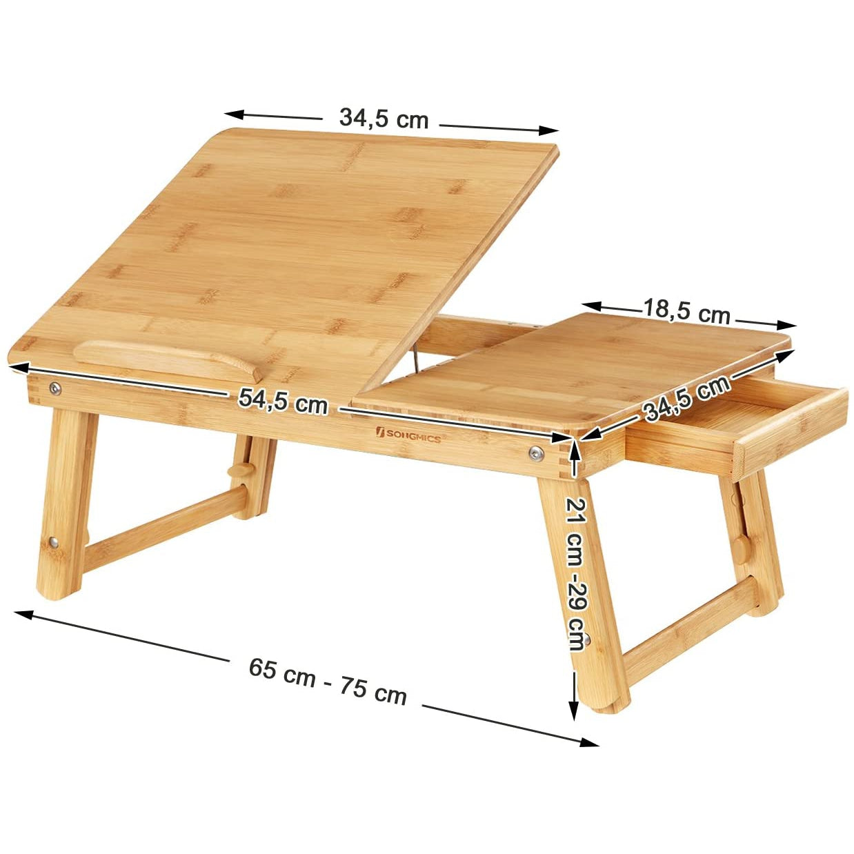 Nancy's Laprara Laptoptafel - Computertafel - Laptopstandaard - Verstelbare Hellingshoek - Bamboe - ± 65 x 35 x 35 cm
