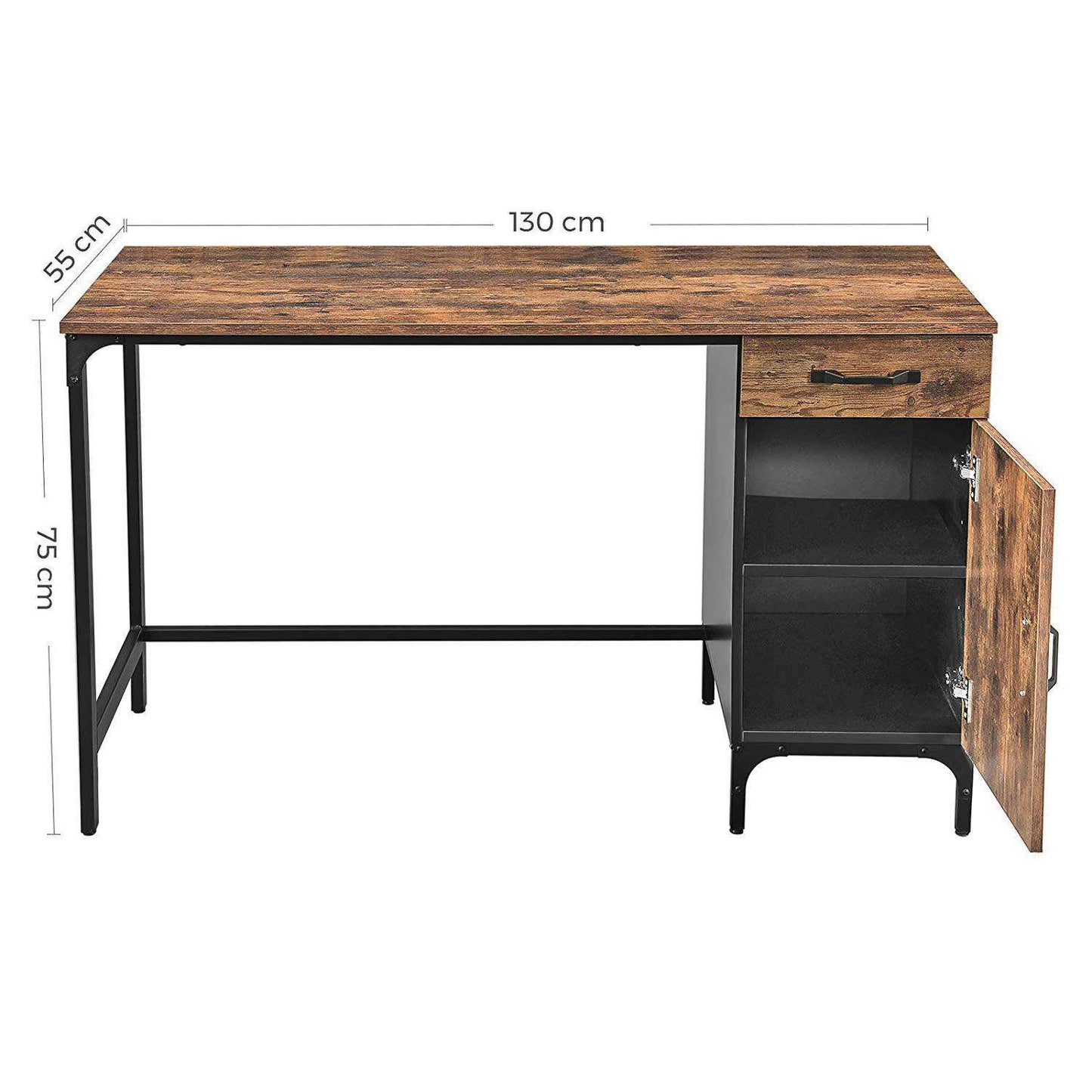 Nancy's Vintage Desk - Bureau d'ordinateur avec tiroir et placard - Bureau - Salon - Industriel - Bureaux - 130 x 55 x 75 cm