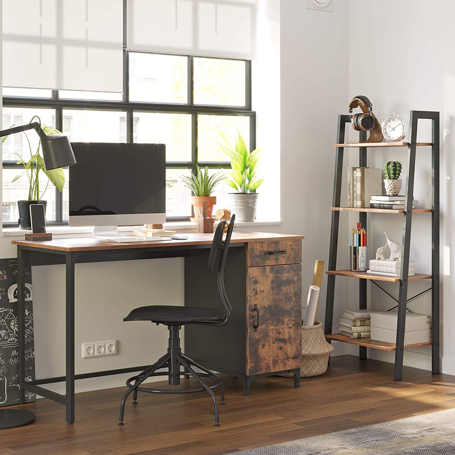 Nancy's Vintage Bureau - Computer Bureau met lade & kast - Kantoor - Woonkamer - Industrieel - Bureaus - 130 x 55 x 75 cm