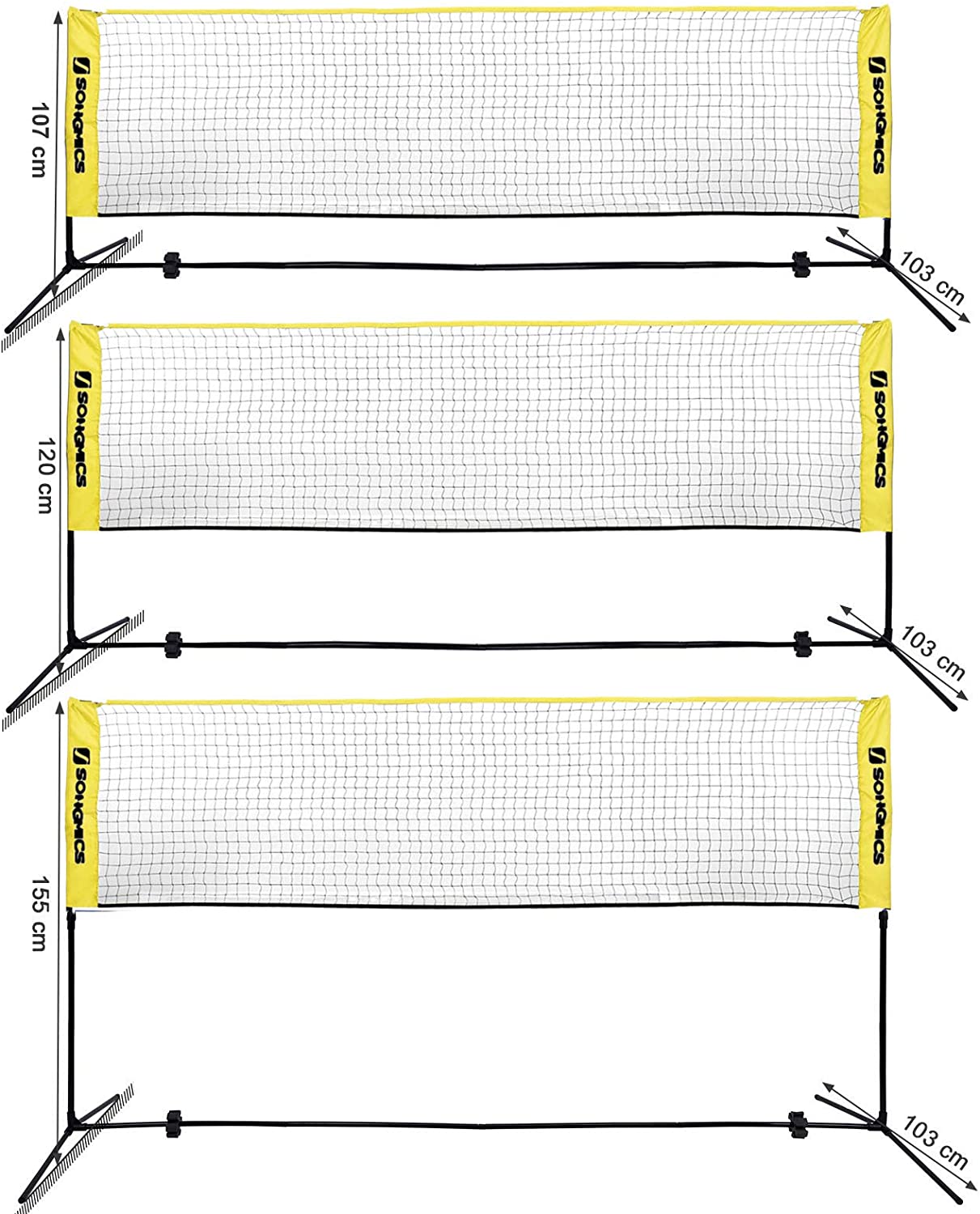 Nancy's Fullarton Badmintonnet - Tennisnet - Hoogte Verstelbaar - Ijzer Frame - Transporttas - Blauw - Zwart - Geel
