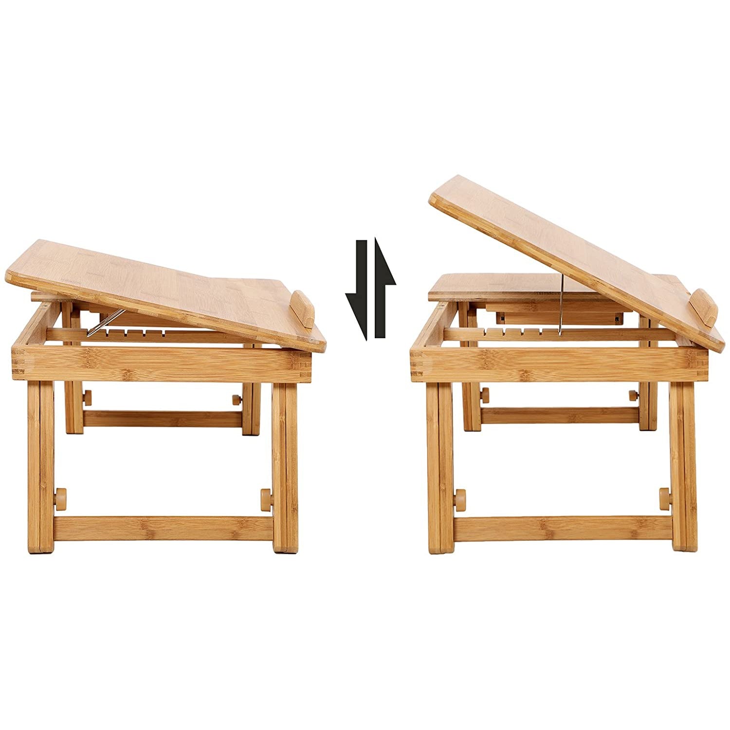 Nancy's Laprara Laptoptafel - Computertafel - Laptopstandaard - Verstelbare Hellingshoek - Bamboe - ± 65 x 35 x 35 cm