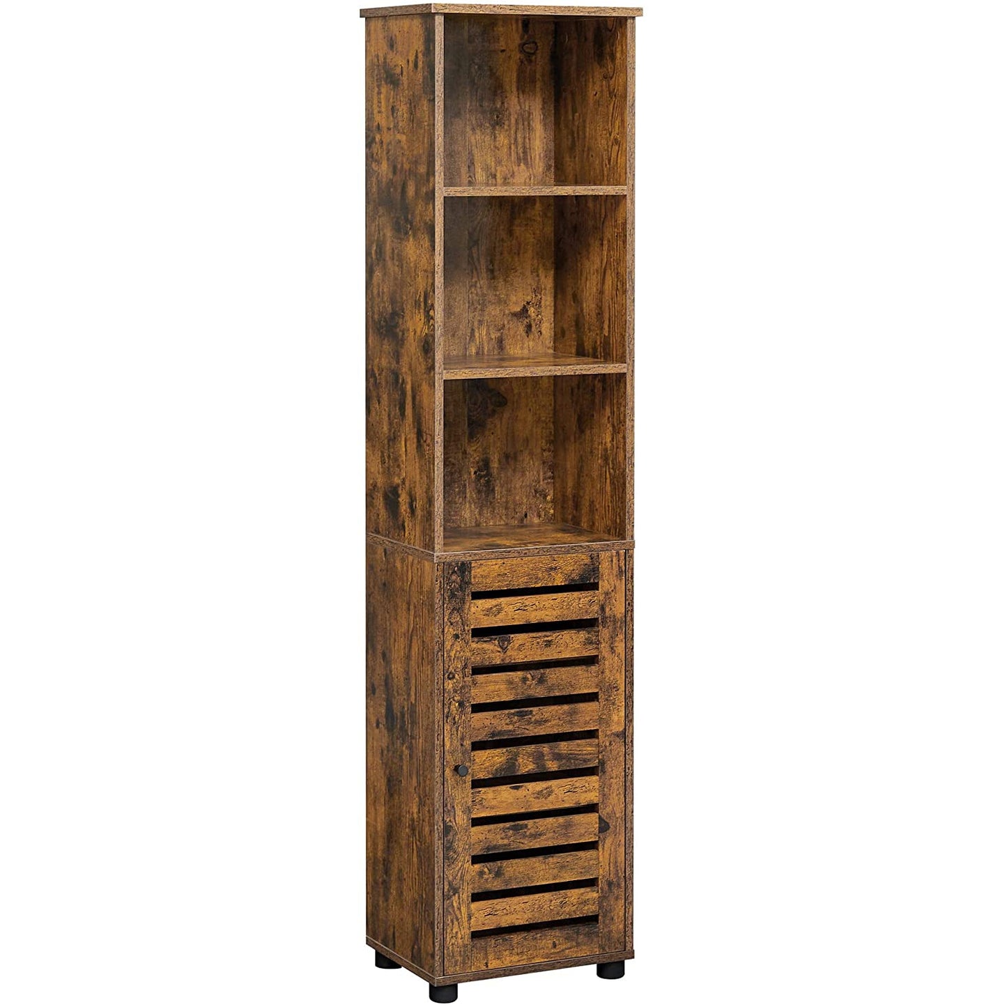 Nancy's Palm City Storage Cabinet - Bathroom Cabinet - High Cabinet - 3 Open Compartments - Opening Door - Adjustable Shelves - Industrial - Brown - Engineered Wood - 40 x 30 x 167 cm