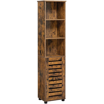 Nancy's Palm City Storage Cabinet - Bathroom Cabinet - High Cabinet - 3 Open Compartments - Opening Door - Adjustable Shelves - Industrial - Brown - Engineered Wood - 40 x 30 x 167 cm