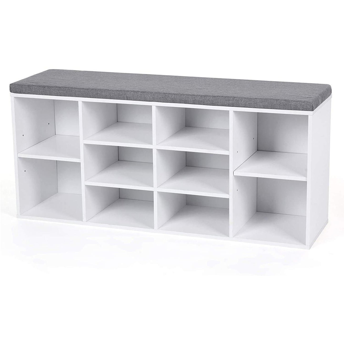 Nancy's Unhos Schoenenrek - Schoenenbank - Opbergbank - Wit / Grijs - ± 105 x 30 x 50 cm