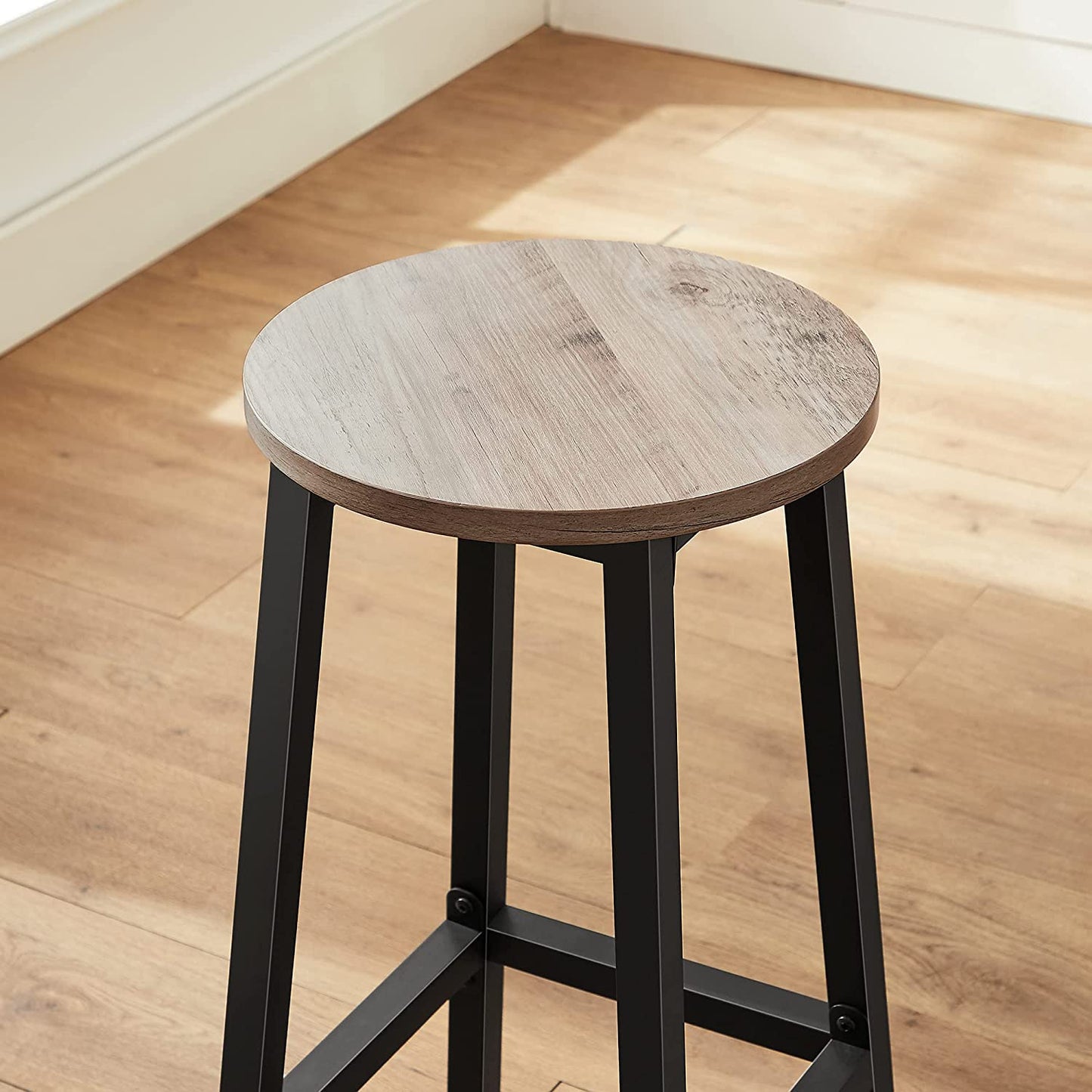 Nancy's Bug Lake Bar Stools - Set of 2 - Kitchen Chair - Metal Frame - Engineered Wood - Gray - 32 x 65 cm