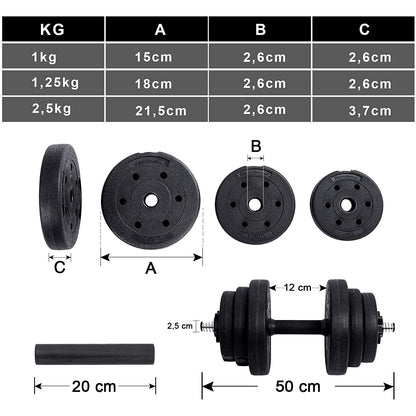 Nancy's Fuller Halterset - Dumbells - Verbindingstalen Buis - Fitness - Gewichtheffen - 2.5 kg - 1.25 kg - 1 kg