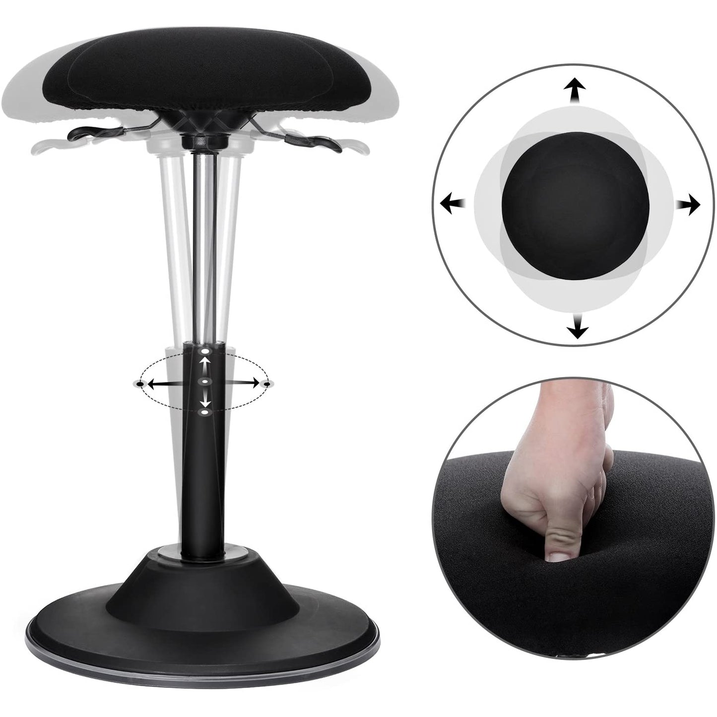 Nancy's Marfa Werkkruk - Bureaukruk - Hoogte Verstelbaar - Ergonomisch - Draaibaar - Anti-Slip - Zwart