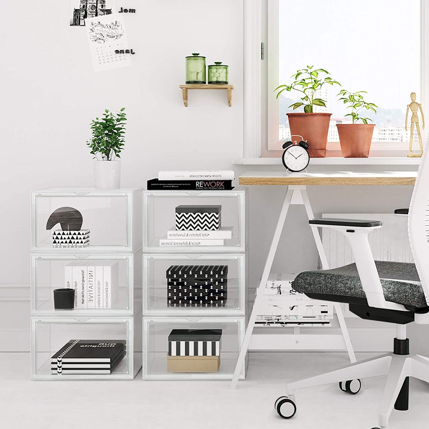 Nancy's Frielas Schoenendoos - Set van 3 - Stapelbare Schoen organizer - Schoenenopslag - Voor schoenen tot maat 46 - Transparant