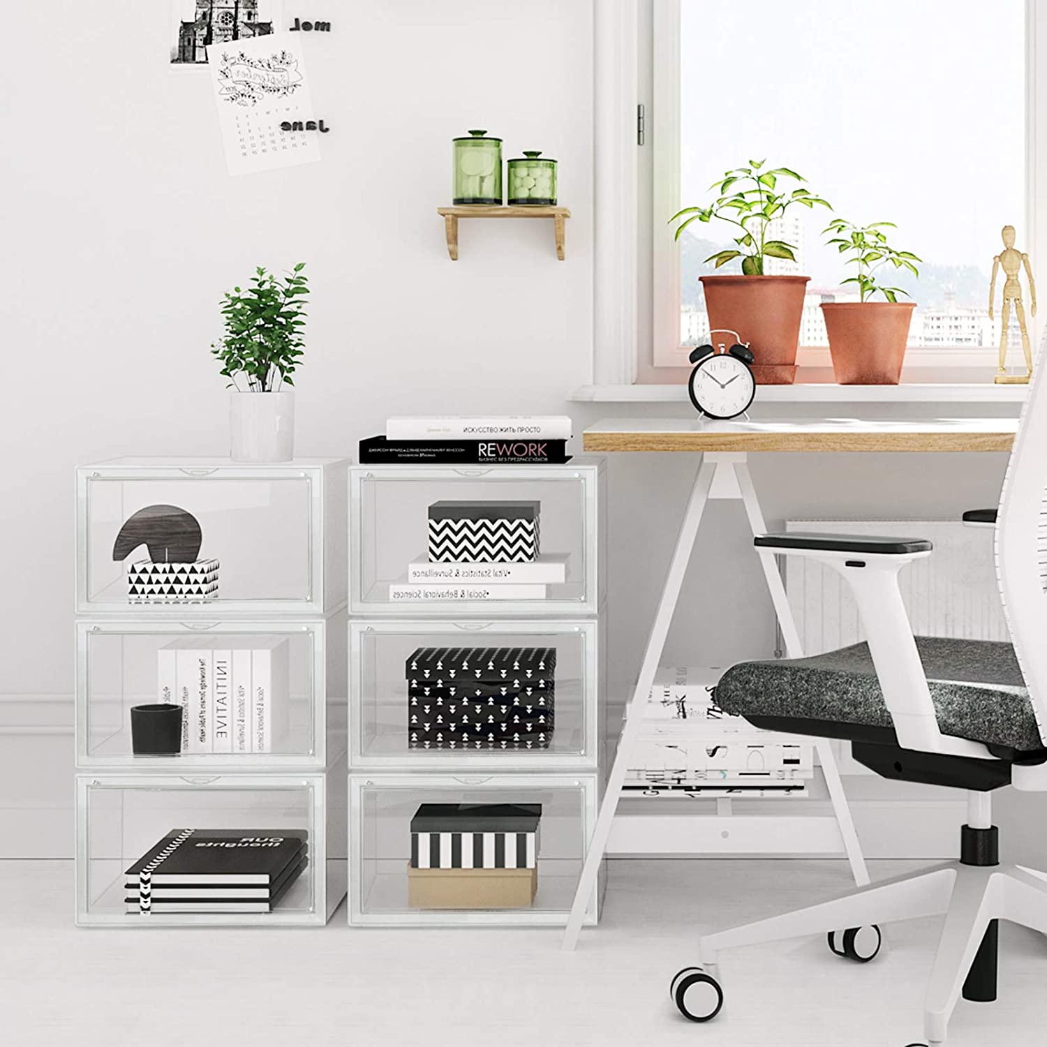 Nancy's Frielas Schoenendoos - Set van 3 - Stapelbare Schoen organizer - Schoenenopslag - Voor schoenen tot maat 46 - Transparant