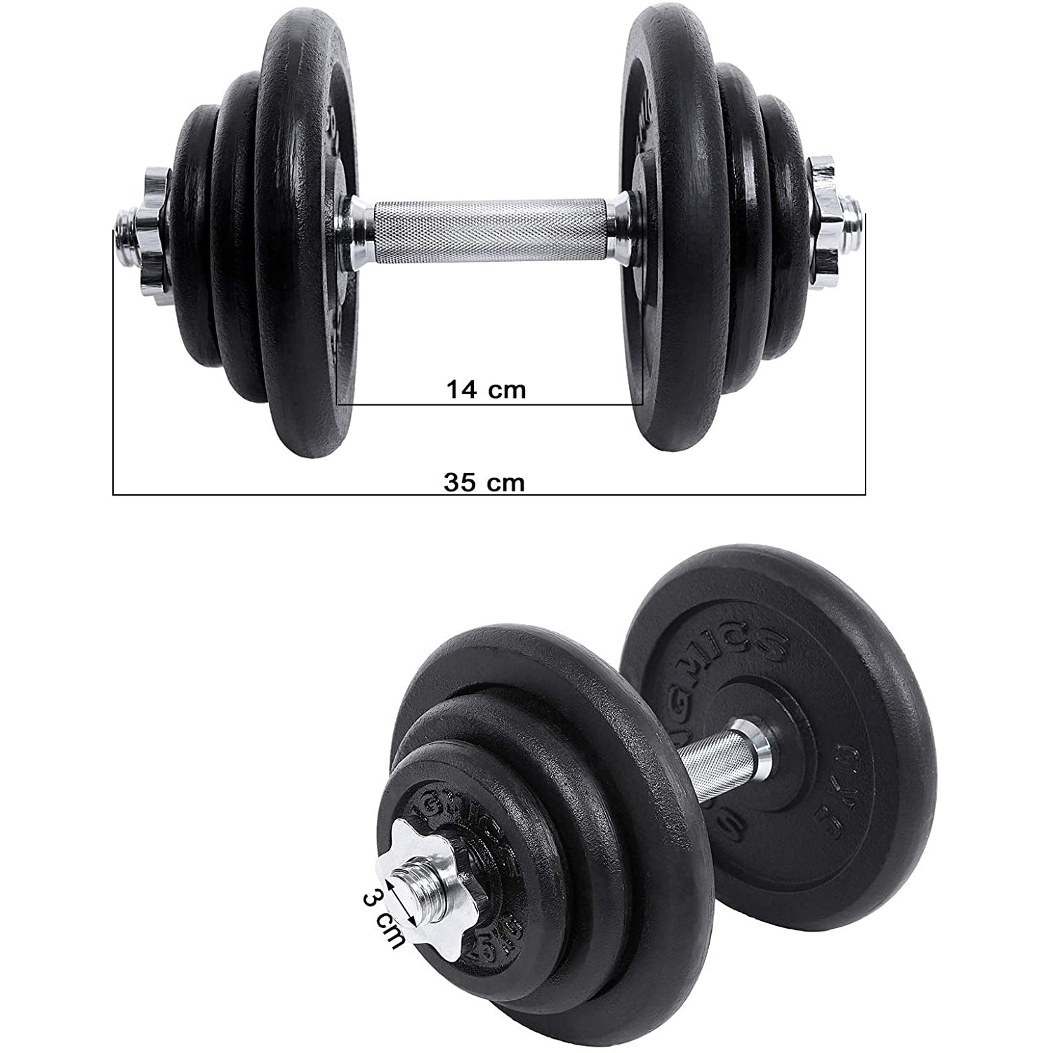 Nancy's Fultons Halterset - Gewichten - Dumbbell Set - Halterschijven - Zwart - 2 x 20 KG