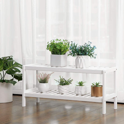 Nancy's Charneca Schoenenrek - Rek voor 6 paar schoenen - Wit - Bamboe - ± 70 x 25 x 30 cm