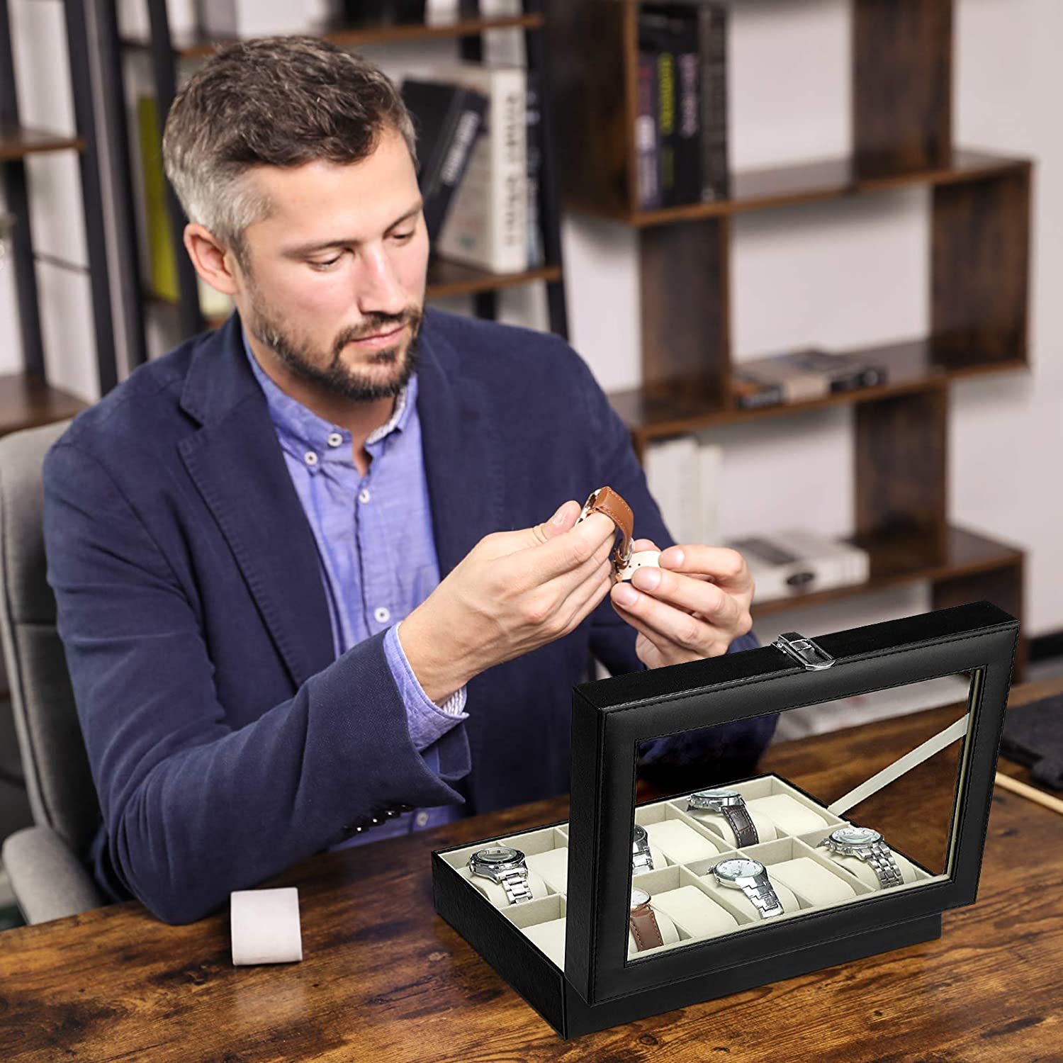 Nancy's Horlogedoos - Horlogekoffer - Opbergbox voor 12 Horloges - Leer