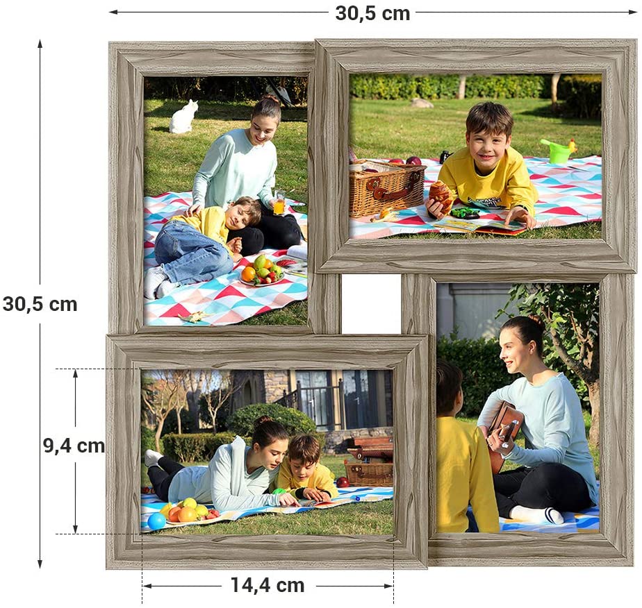Nancy's Cardross Fotolijst - Collage - 4 Foto's - 10 x 15 cm - Glasplaat - Natuurlijk - MDF - 30,5 x 30,5 cm