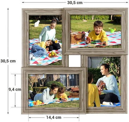 Nancy's Cardross Fotolijst - Collage - 4 Foto's - 10 x 15 cm - Glasplaat - Natuurlijk - MDF - 30,5 x 30,5 cm