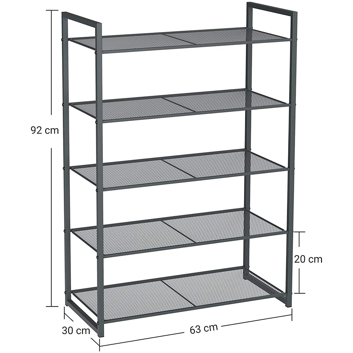 Nancy's Schoenenrek met 5 planken - Stapelbare Schoenenorganizer - Voor 15-20 paar schoenen - Schoenenkast - Metaal -  63 x 30 x 92 cm