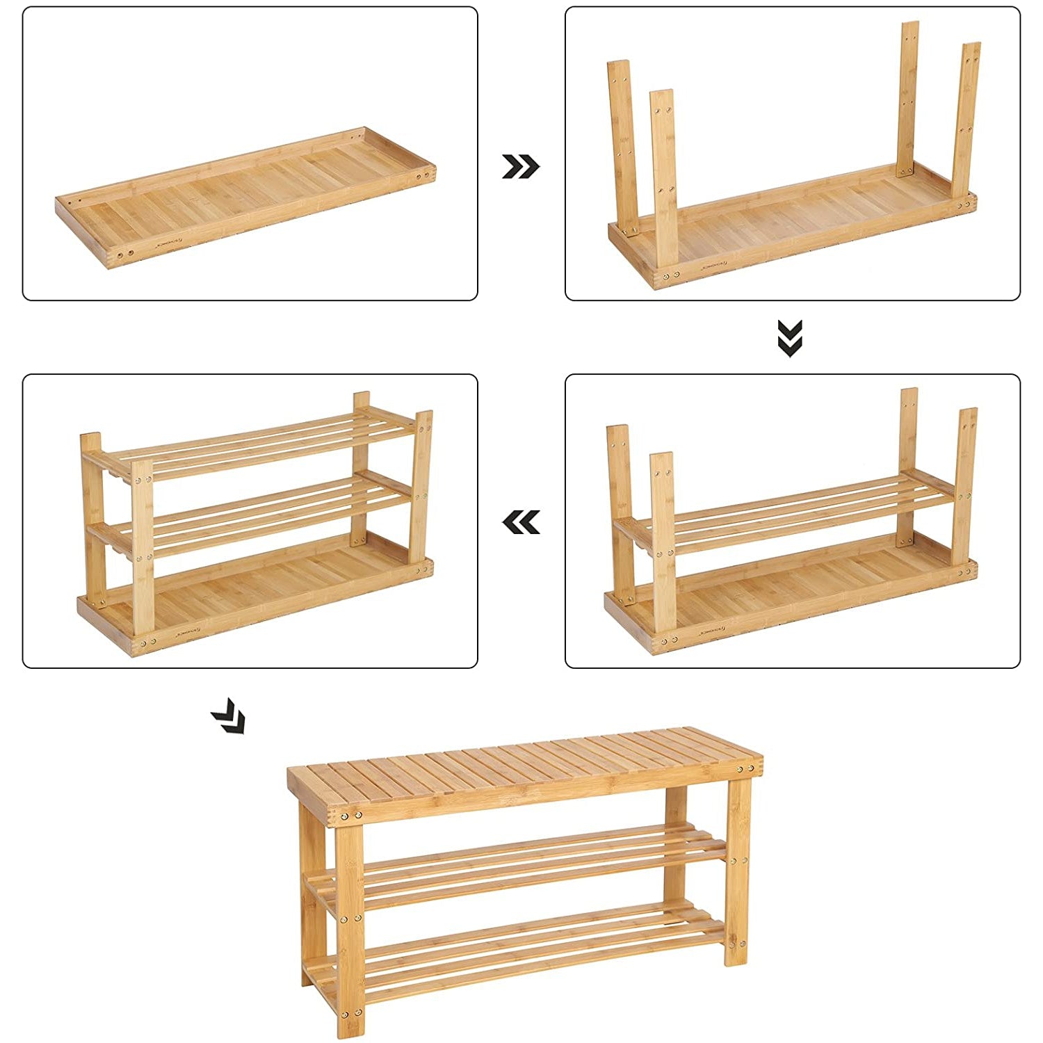 Nancy's Bamboe Schoenenrek - Badkamerrek - 3 Lagen - Opbergrek 90 x 28 x 45 cm