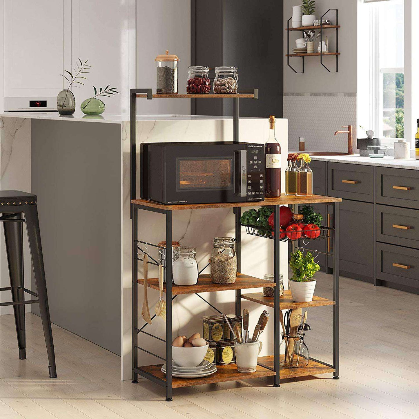 Armoire de cuisine Nancy's Huntsville - Armoires de cuisine - Industriel - Marron/Noir - 90 x 40 x 132 cm (L x L x H)