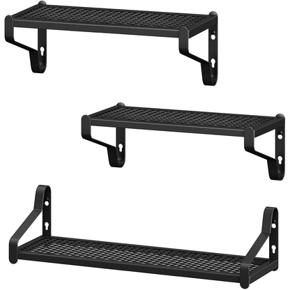 Nancy's Odessa Wandrekken - Set Van 3 - Wandplanken - Metalen Zwevende Rekken - Industrieel - Decoratieplanken - Zwart