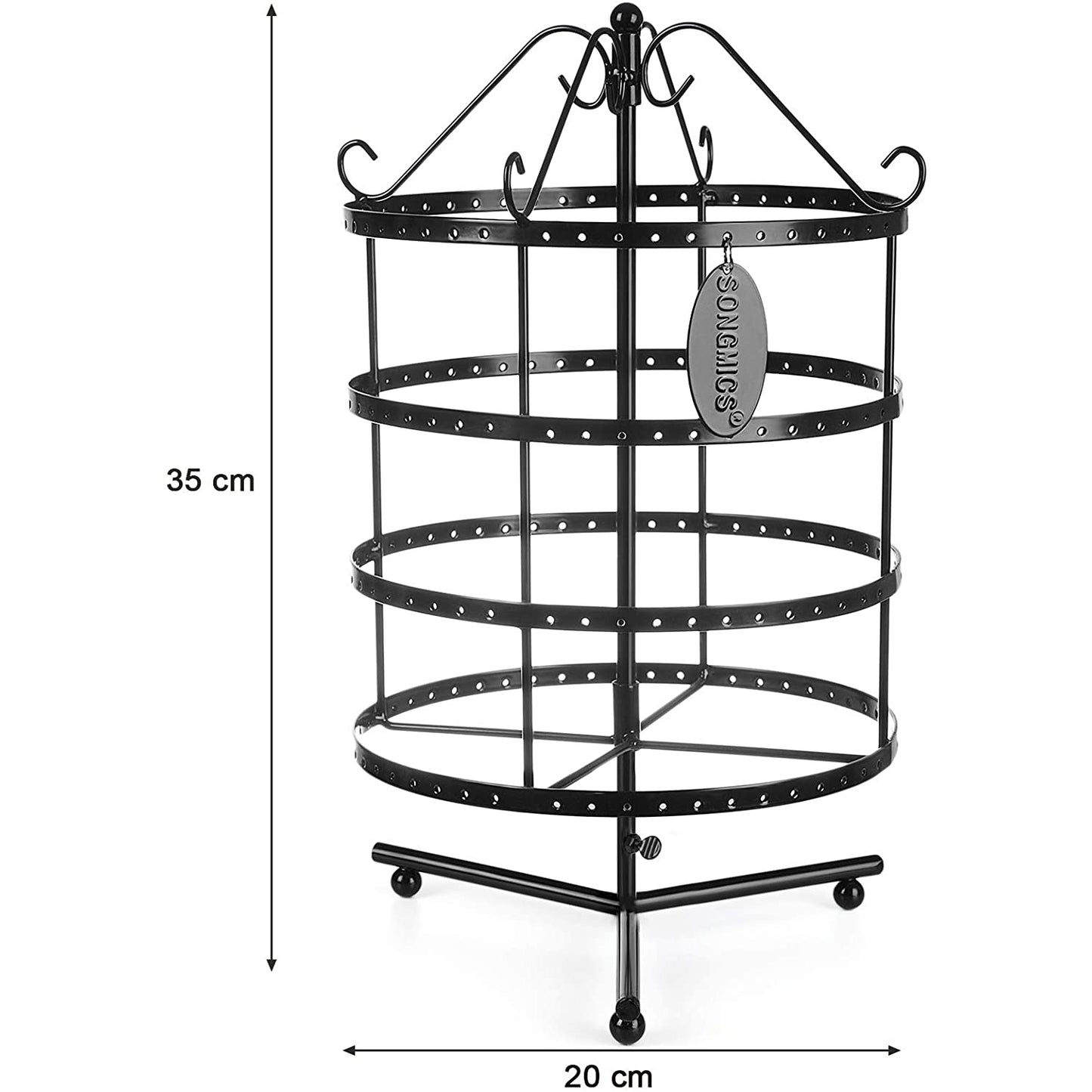 Nancy's Jewelry Holder Deluxe 4 niveaux - Support pour boucles d'oreilles rotatif à 360º - Noir
