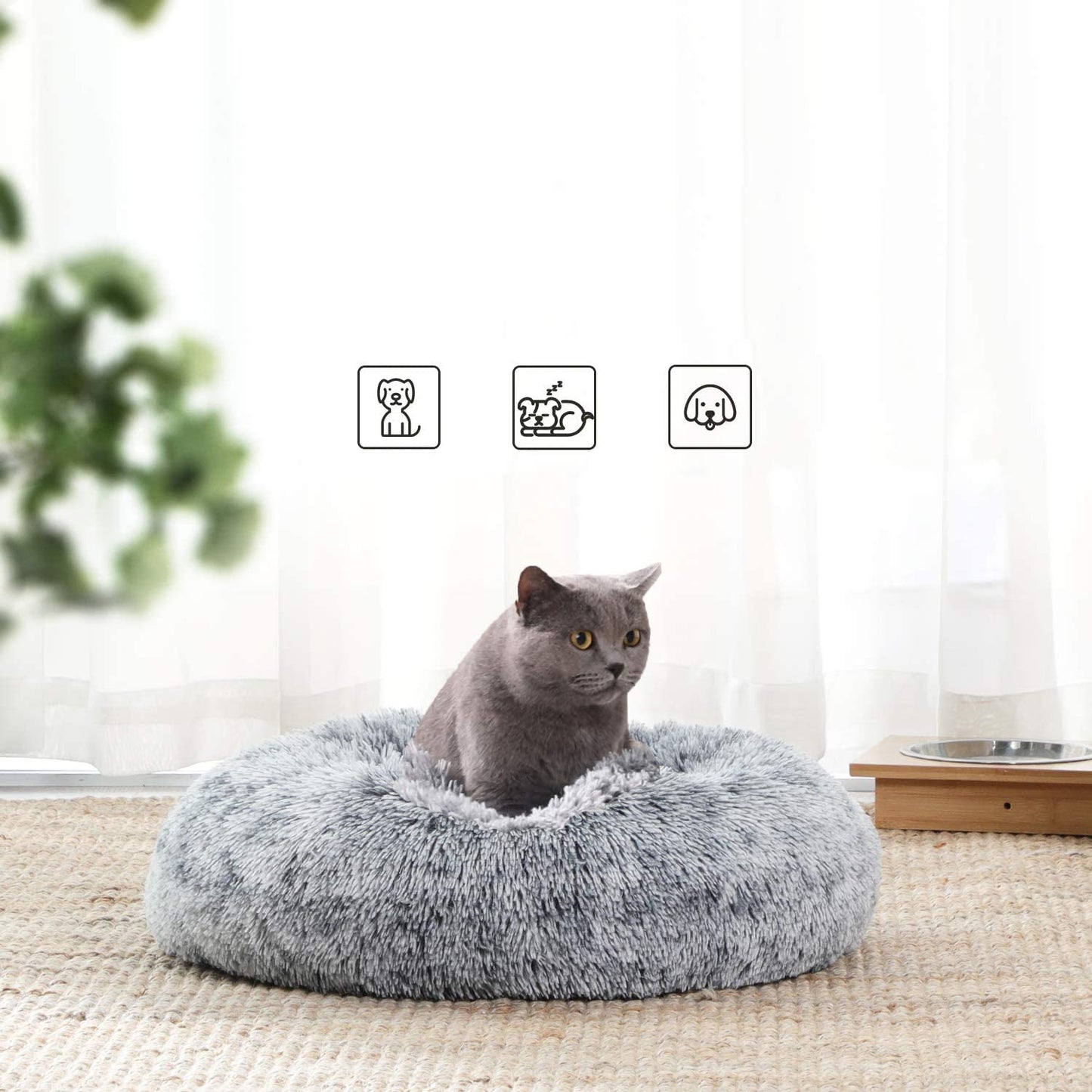 Lit pour chien Nancy's Burtch - Lit pour chat - Peluche douce - Panier pour chien - Gris - Fermeture éclair - 50 x 20 cm