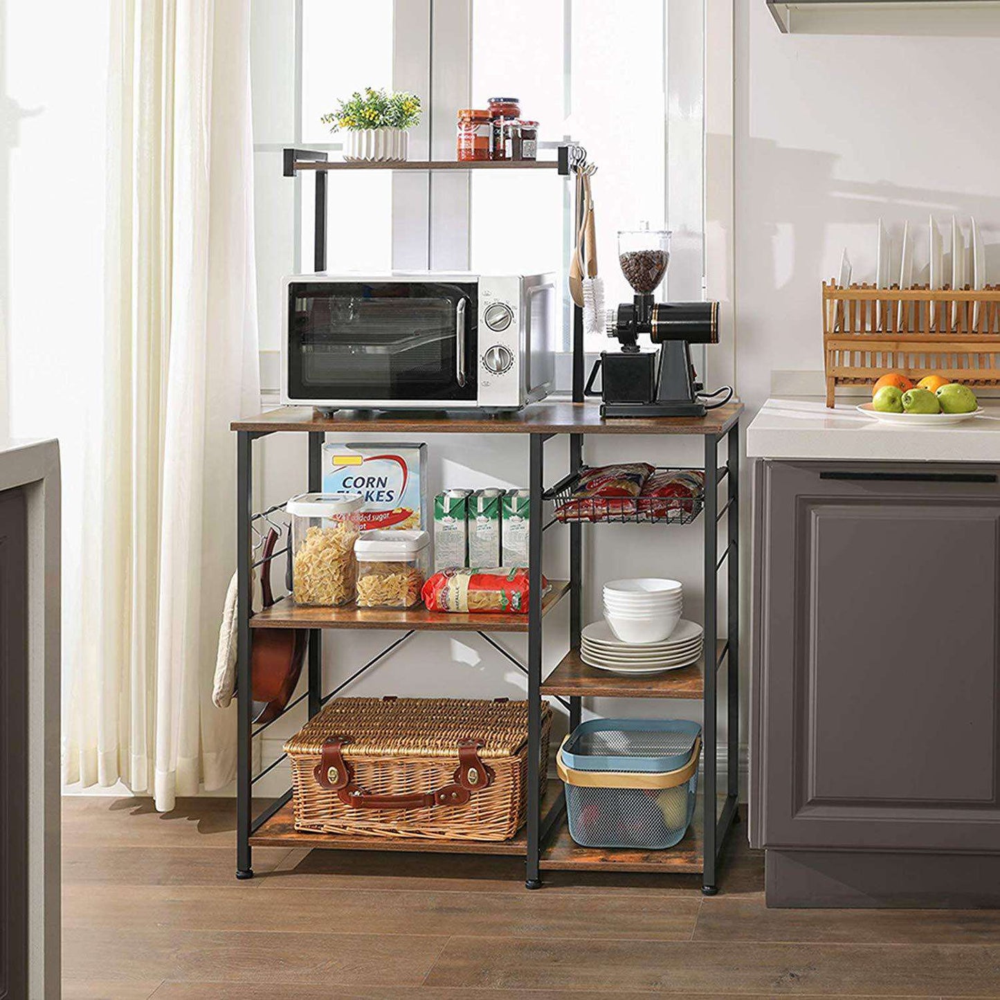 Armoire de cuisine Nancy's Huntsville - Armoires de cuisine - Industriel - Marron/Noir - 90 x 40 x 132 cm (L x L x H)
