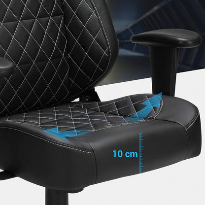 Nancy's Luxe Bureaustoel - Ergonomische Bureaustoelen - Bureaustoelen Voor Volwassenen - Game Stoel - Directiestoel - Zwart - Leer