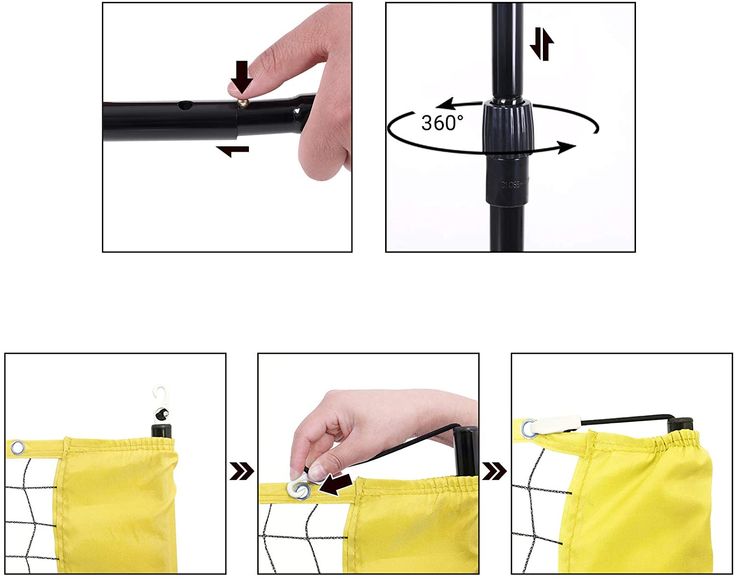 Nancy's Fullarton Badmintonnet - Tennisnet - Hoogte Verstelbaar - Ijzer Frame - Transporttas - Blauw - Zwart - Geel