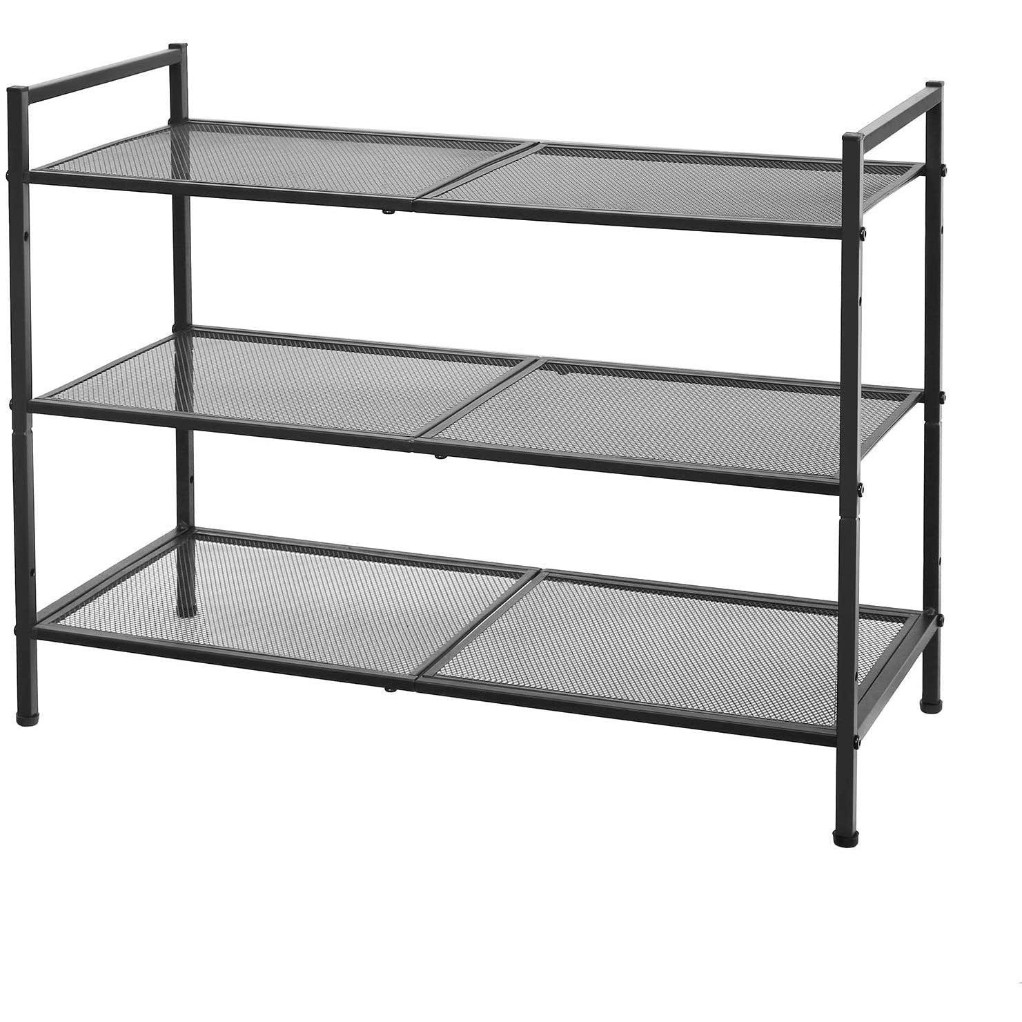 Nancy's Dumas Schoenenrek - 3 Niveaus - Stapelbaar - 9-12 Paar Schoenen - Staal - Zwart - ± 70 x 30 x 50 cm