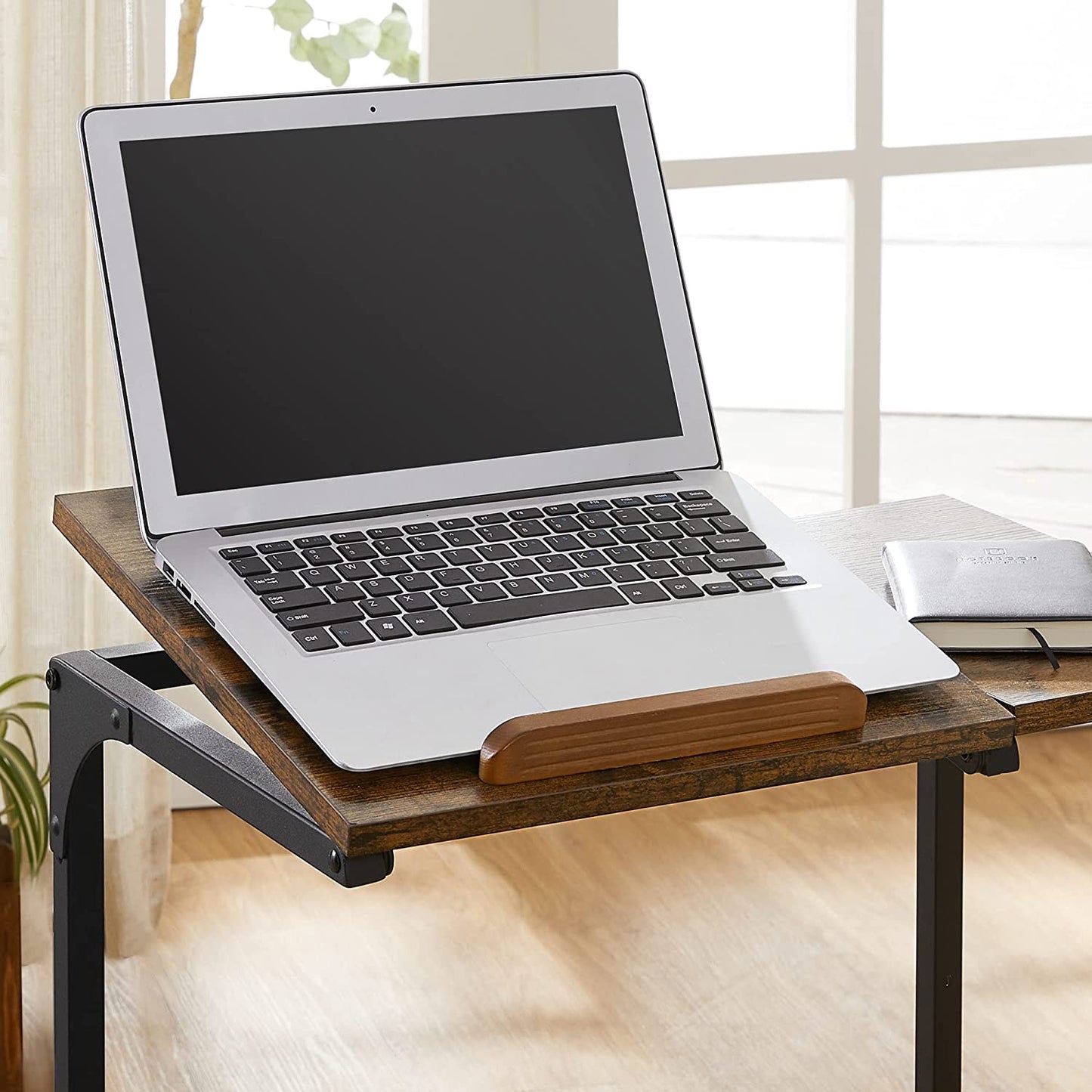 Nancy's Carbonear Laptop Table - Work Table - Adjustable Table Top - On Wheels - Engineered Wood - Metal - Brown - Black - 55 x 35 x 66 cm