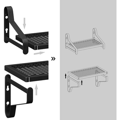 Nancy's Odessa Wandrekken - Set Van 3 - Wandplanken - Metalen Zwevende Rekken - Industrieel - Decoratieplanken - Zwart