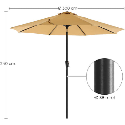 Nancy's Fricker Lake Parasol - Polyester - Inklapbaar - Taupé - Ø 300 cm