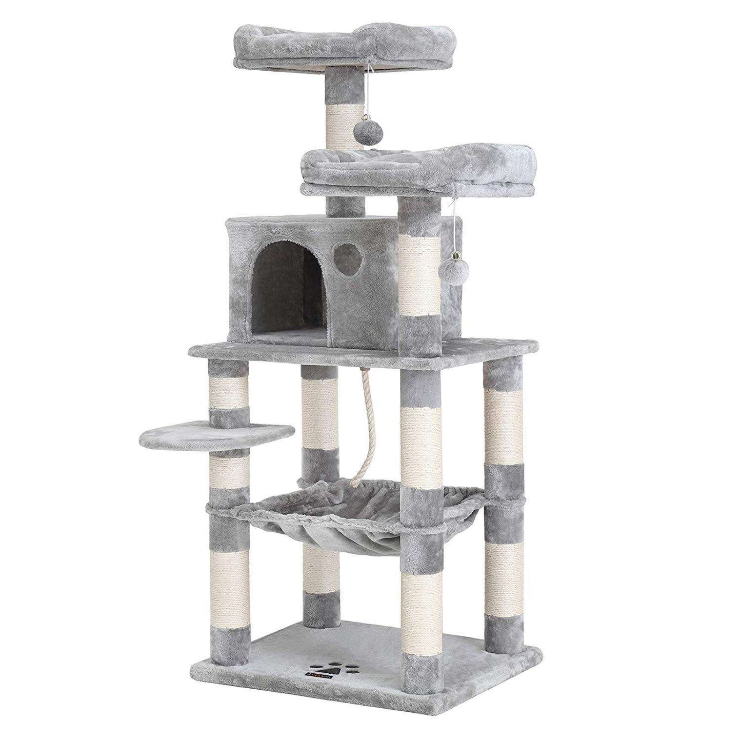 Nancy's Cathlamet Cat Tree - Scratching post - Climbing tree for cats - Cat Tower with cave - Light gray - 55 x 45 x 143 cm
