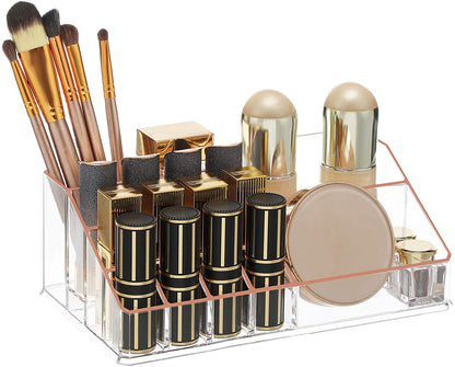 Organisateur de maquillage Nancy's Iberville - Rangement maquillage - 3 tiroirs - Compartiments ouverts - Transparent - Plastique - 24x 18,5 x 13,5 cm