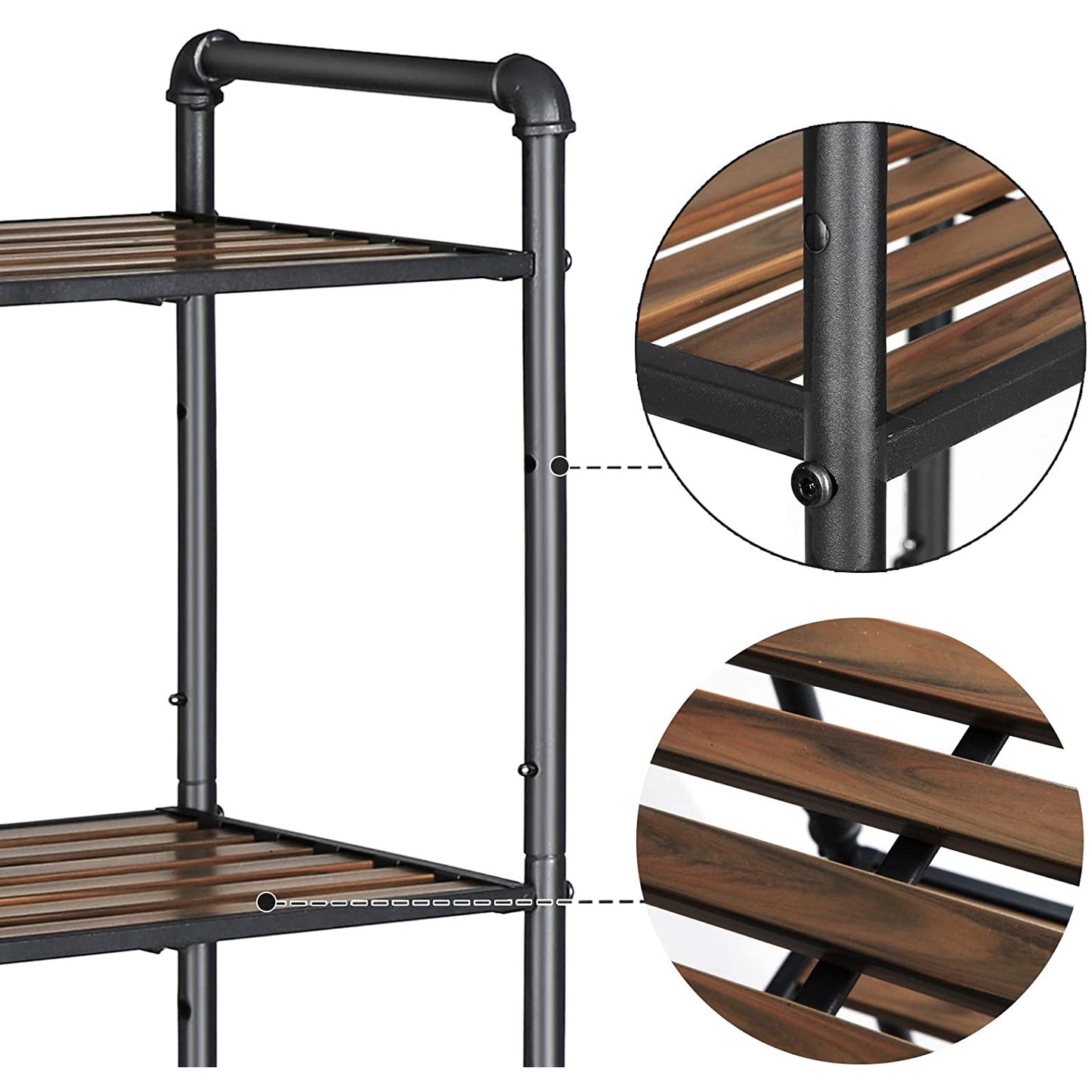 Nancy's Vintage Stellingkast - Wandkast - Keukenrek - Badkamerrek - Boekenrek - 5 Planken - Industrieel - Stellingkasten - 63,8 x 30,5 x 73,5 cm