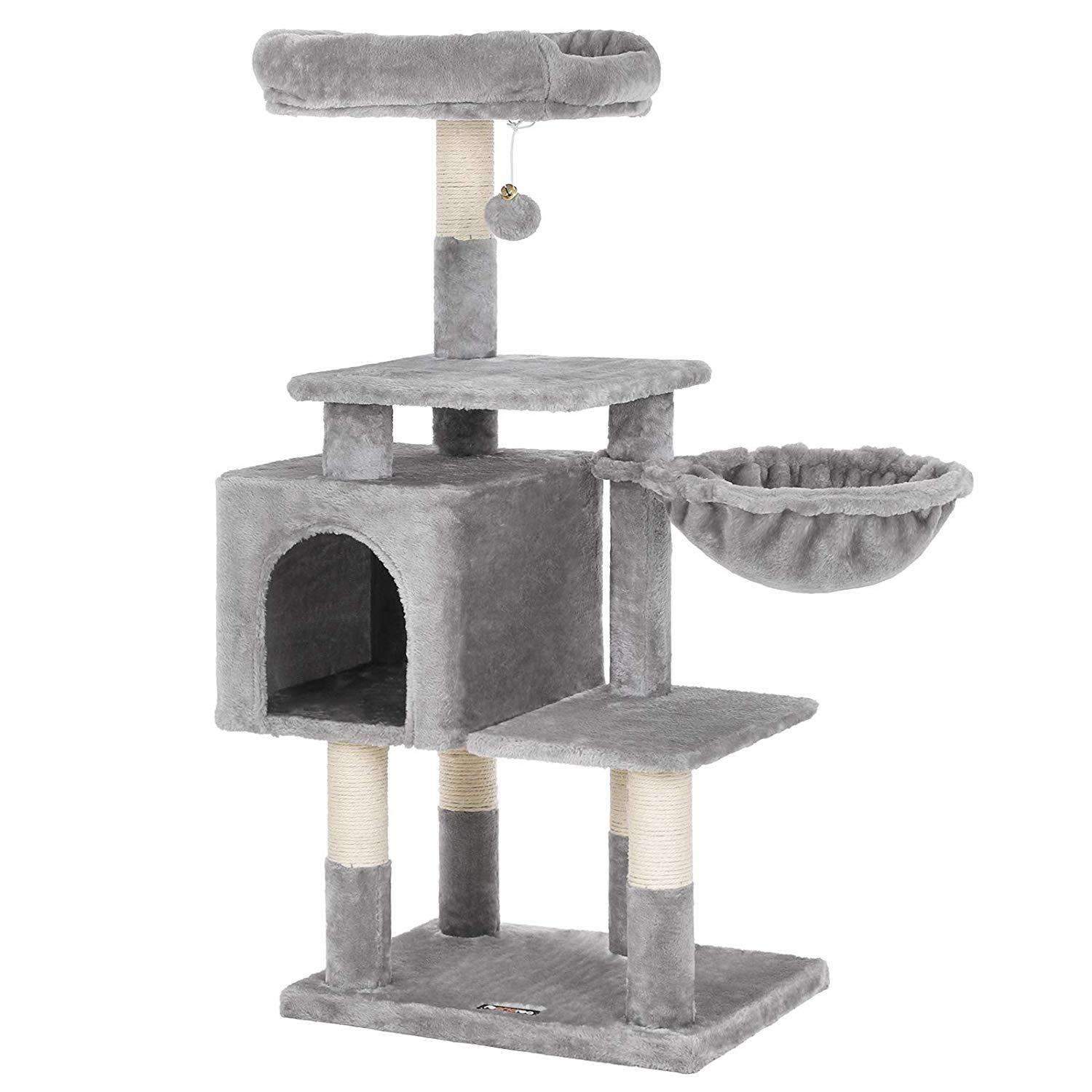 Nancy's Multilevel Kattenboom - Kat toren - Krabpaal - Klimboom voor katten - Lichtgrijs - 50 x 40 x 110 cm